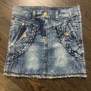 Brand new Denim Blue Skirt with Braided Details